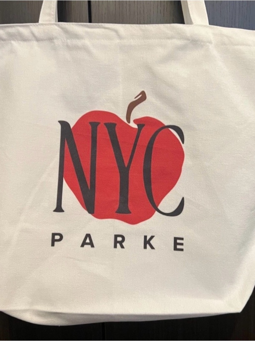 Parker NYC Red Apple Canvas Tote in White